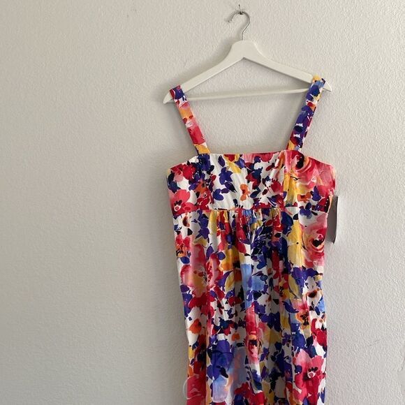 London Times Floral Print Colorful Tiered Smocked Waist Maxi Dress - Picture 4 of 9
